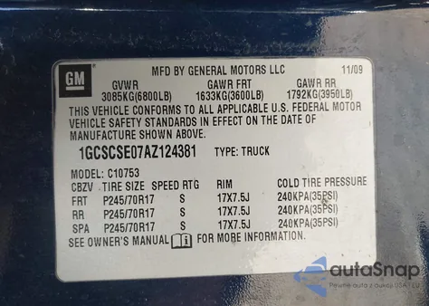 2010 Chevrolet Silverado 1500 Lt from USA, damaged, VIN 1GCSCSE07AZ124381